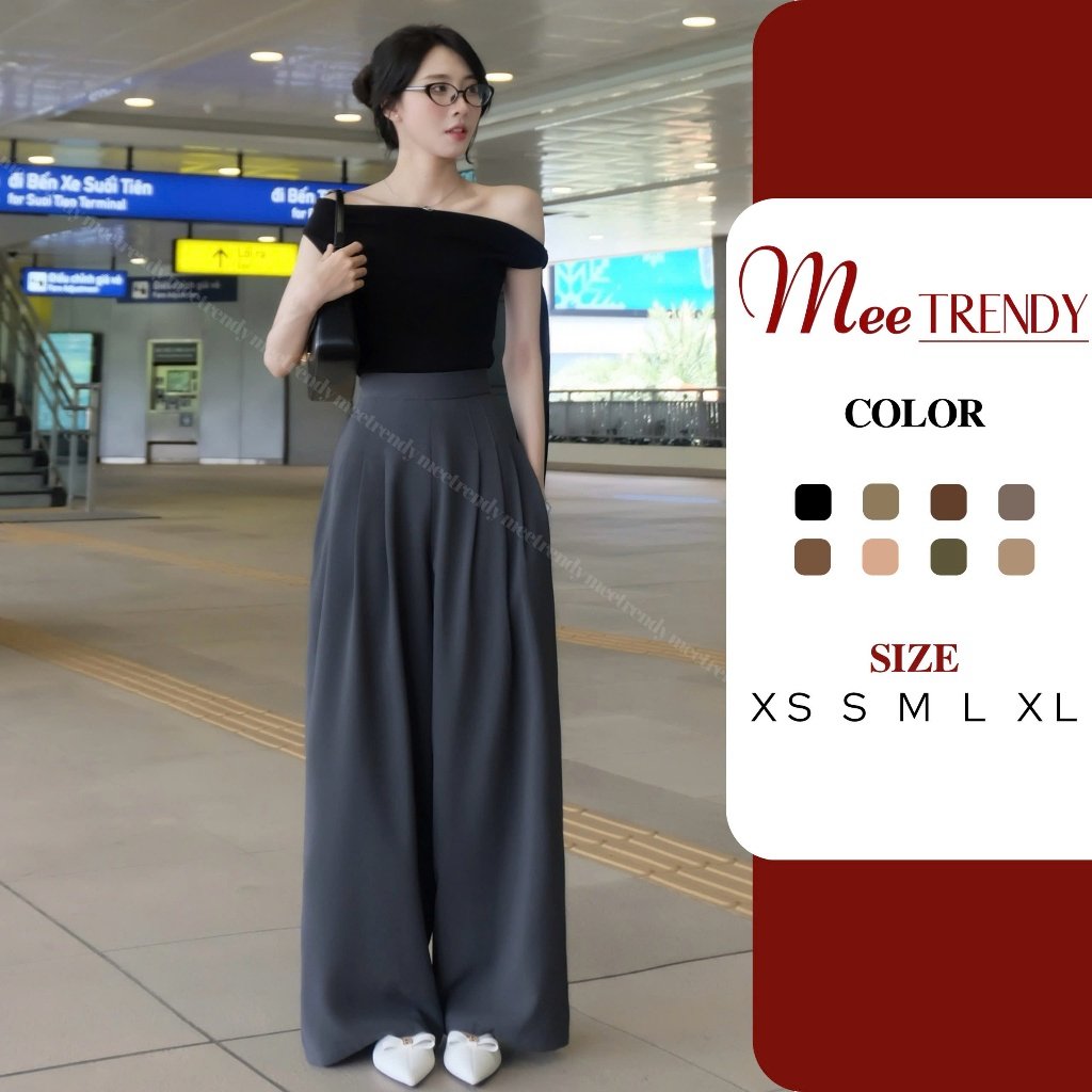 Quần Douyin Suông Dài Ống To Rộng Style Trung Ly Nẹp Khoá Kéo Sau Ống Suông Rộng, Quần Tây Nữ Ống Rộ