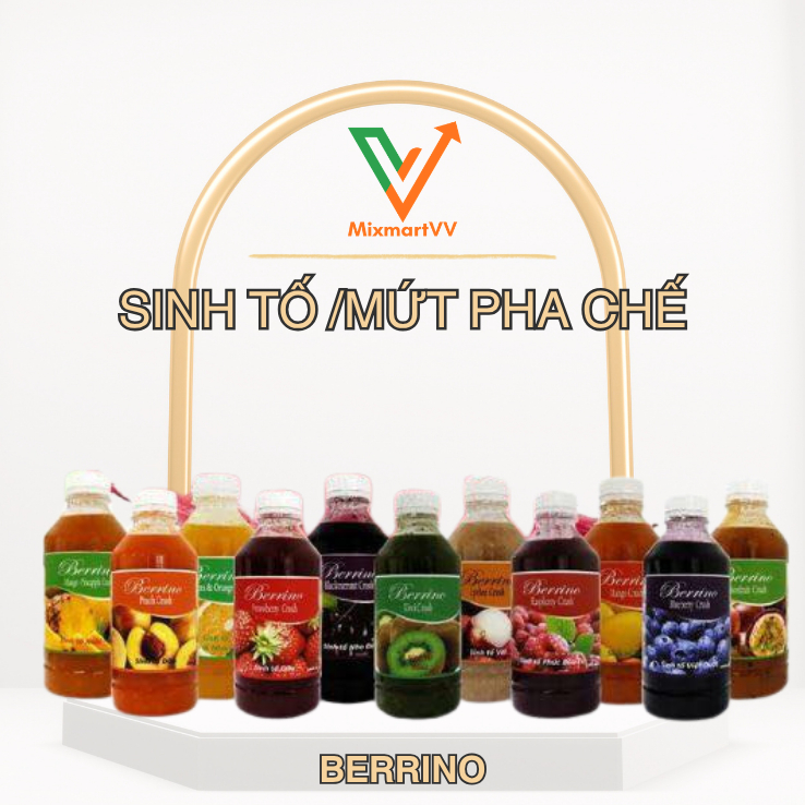 Sinh tố trái cây Berrino - Mứt trái cây Berrino 1 lít - Nguyên liệu pha chế trà trái cây