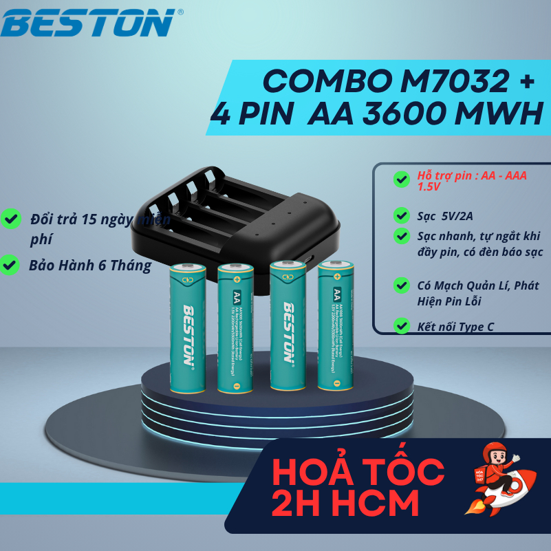 Combo M7032 + 4 Pin 1.5V 3600mWh,dũng cho micro karaoke, đồ chơi, máy ảnh, nhiều thiết bị khác