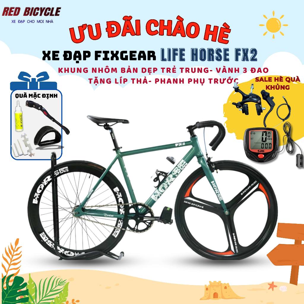 Xe Đạp Fixed Gear Life Horse FX2 vành 3 đao - Xe Đạp Học Sinh Có Tặng Phanh Tay Cong Khung Nhôm Kèm 