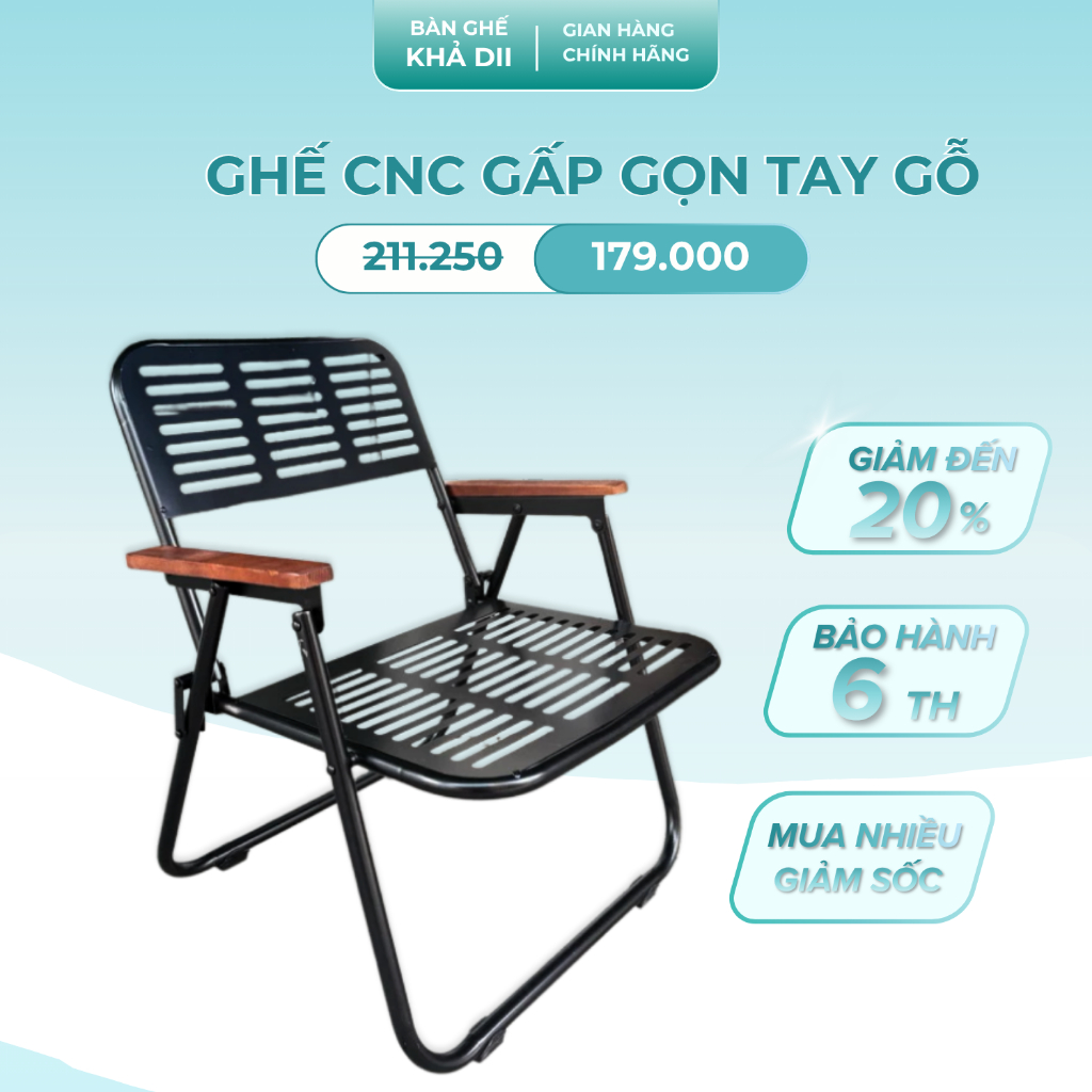 Ghế CNC Gấp Gọn – Ghế Quán Cafe, Trà Chanh, Quán Ăn Tay Gỗ Gấp Gọn, Ghế Xếp Cafe Khung Sắt Chắc Chắn