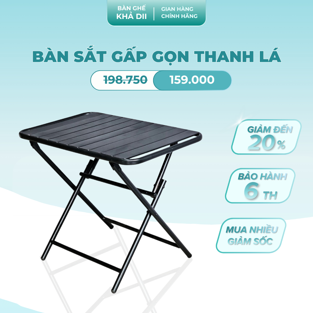 Bàn Sắt Gấp Gọn Thanh Lá Chữ Nhật 40x60x50cm Cafe Trà Chanh Uống Nước Camping,Tiết Kiệm Diện Tích,Ch