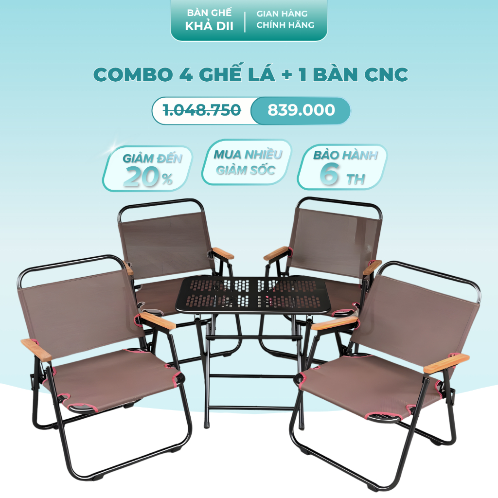 [COMBO] Ghế Camping khung tròn + Bàn, Gấp Gọn Chịu Lực Tốt – Sơn Tĩnh Điện – Gập Mở Nhanh - BG5