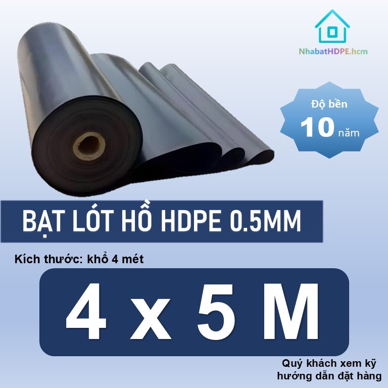Bạt lót hồ HDPE 0.5mm khổ 4M, bạt lót nhà yến HDPE, bạt chống thấm HDPE, bạt HDPE khổ 4mx2m, 4mx3m..