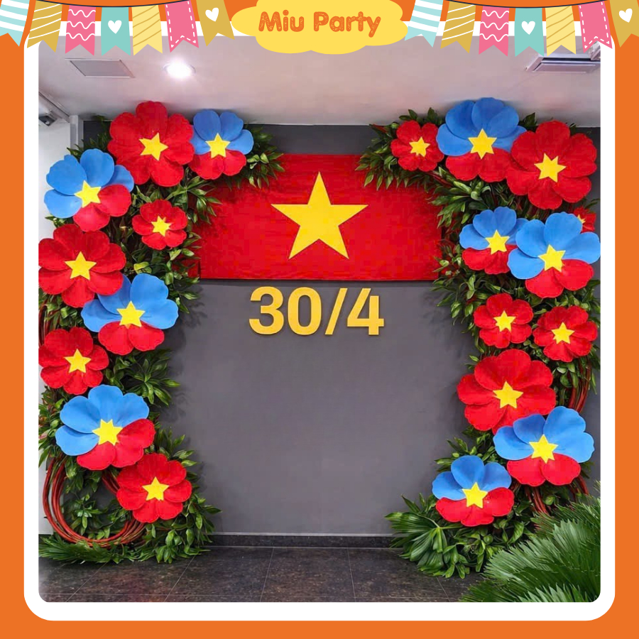 Set Trang Trí Hoa Vải Nỉ Và Quạt Giấy Sao Vàng - Miu Party