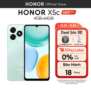 [MỞ BÁN ĐỘC QUYỀN] Điện Thoại Honor X5c (4+4) GB + 64 GB | Màn Hình 6.74 inch | Pin 5260 mAh | Bảo Hành 18 Tháng