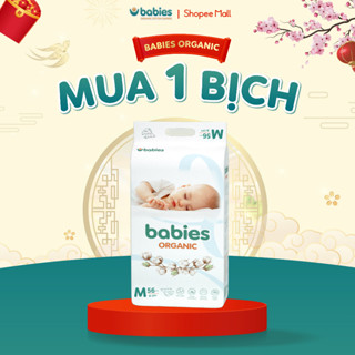 Tã/Bỉm Babies Organic Siêu Mềm Mịn, 2mm Mỏng Thoáng, Lô Hội Ngừa Hăm Bí,Thương Hiệu Bỉm Việt - Size NB/S/M/L/XL/2XL/3XL