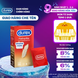 Bao cao su Durex Fetherlite siêu mỏng, size 52.5mm, 12 bao/hộp