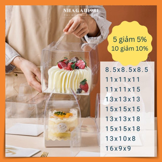 Set 10 Hộp Mica Trong Suốt Đựng Bánh Kem, Hoa, Quà Tặng Shop Nhagau1981