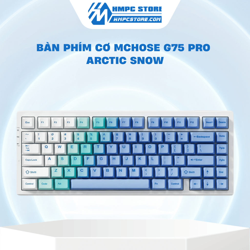 [HÀNG CHÍNH HÃNG] Bàn Phím Cơ MCHOSE G75 Pro - Arctic Snow - 3 Modes | Bảo hành 12 tháng