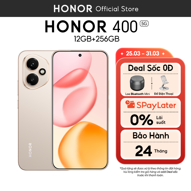 Điện Thoại Honor 400 5G 12GB + 256GB | AI Camera 200MP, Sạc Nhanh 80W | Snapdragon 7 Gen 3 | BH 24 T