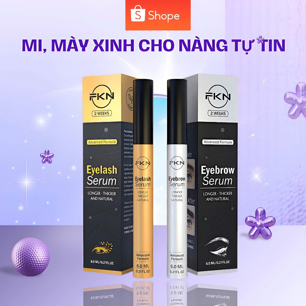 Combo Dưỡng mi, mày fkn x5 hỗ trợ dài mi mày nhanh chống