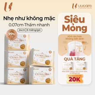 Combo Tiết Kiệm Băng Vệ Sinh UUcare Crown Slim Siêu Mỏng 0.07cm Kháng khuẩn Siêu thấm Ban Ngày 24cm 8 Miếng  5 Gói