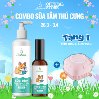 Combo Sữa tắm cho chó mèo 150ml/500ml và Xịt thơm dưỡng lông bodymist cho chó mèo 100ml Julyhouse