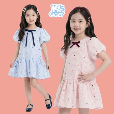 Váy Cộc Tay K'S CLOSET Chất Liệu Vải Thô Đũi Dáng Hạ Eo Cho Bé Gái (2-12 tuổi) từ 10kg-46kg KT010SIS
