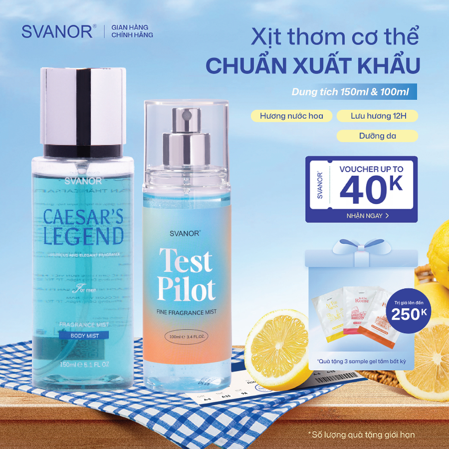 Body mist nam xịt thơm cơ thể chuẩn xuất khẩu Svanor xịt khử mùi hương nước hoa thơm lâu nam tính