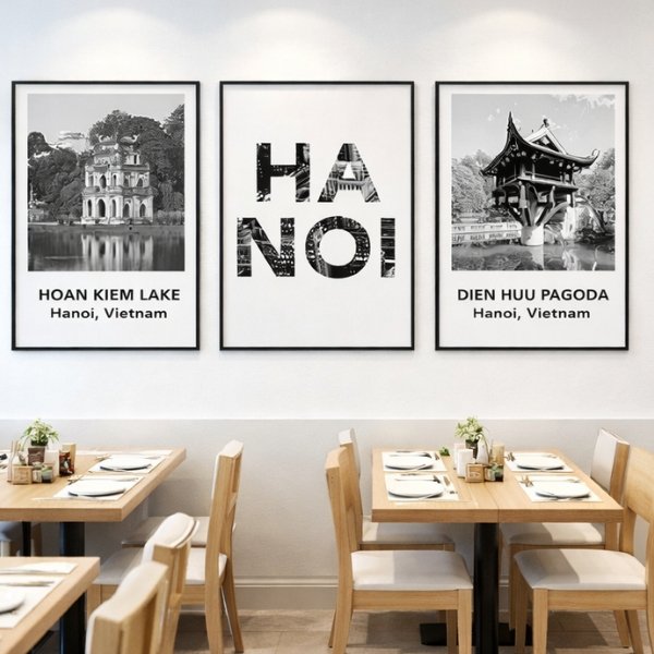 Tranh Hà Nội Phố Cổ Xưa Chất Liệu Vải Canvas Có Khung Nhiều Mẫu Treo Phòng Khách, Quán Cafe, Homesta