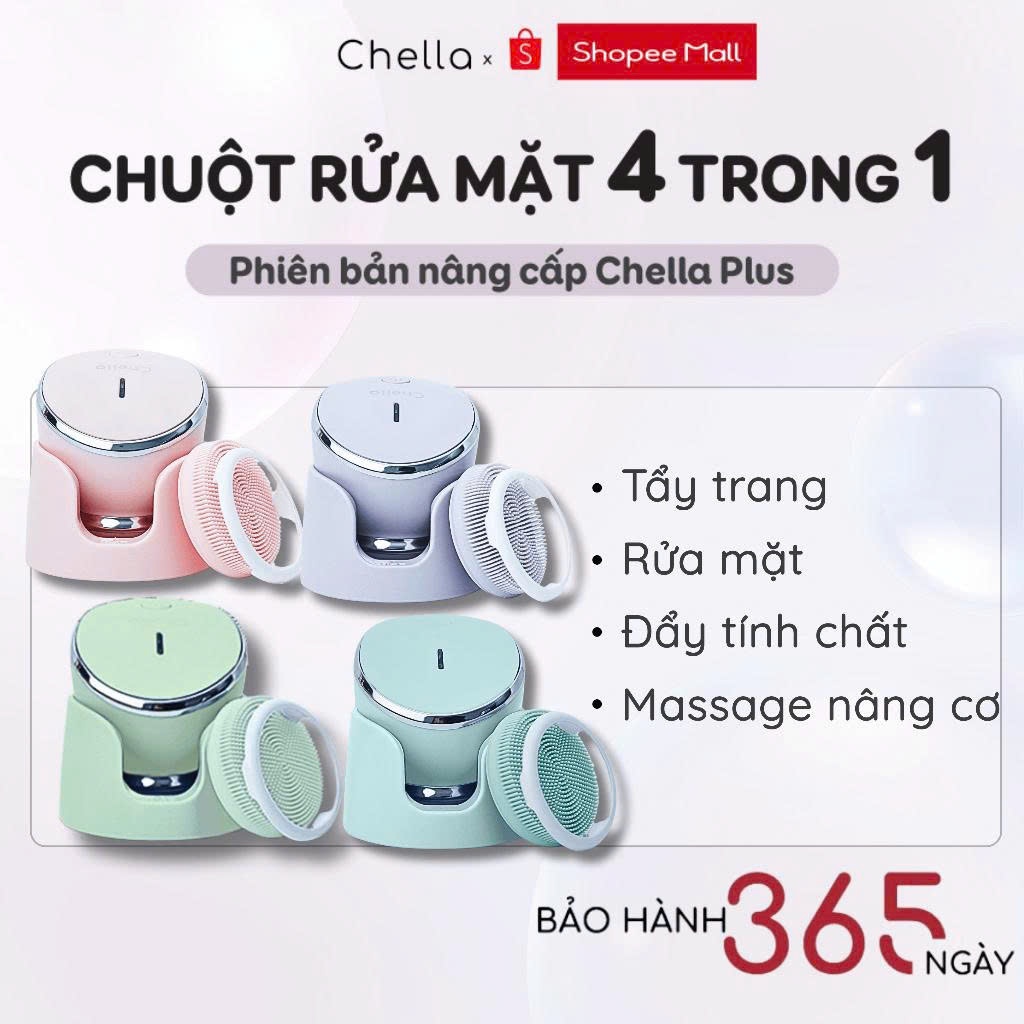 Chuột Rửa Mặt 4 trong 1 Chella  - Tích hợp Máy Tẩy Trang Nâng Cơ Đẩy Tinh Chất Trẻ Hóa - Bảo Hành 12
