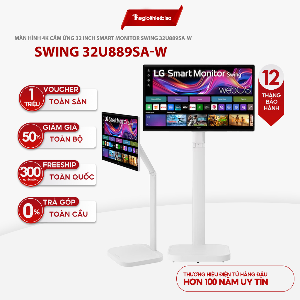 [GIÁ TẠI KHO] -Màn hình LG Smart Monitor Swing 32U889SA-W 31.5 inch 4K -UHD IPS màn hình cảm ứng - B