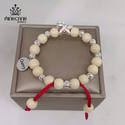 Vòng Dâu Tằm Mix Con Giáp Và Bi Bạc Khắc Tên Cho Bé - Minh Canh Jewelry