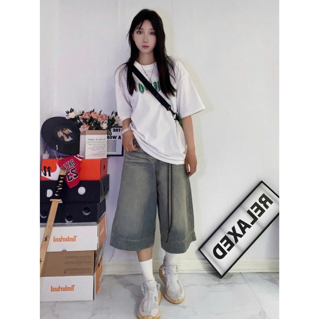 Quần Short Jean Nam Nữ Ống Rộng Form Baggy Wash Bạc Phong Cách Streetwear Hiphop Y2K – ÉNNIE