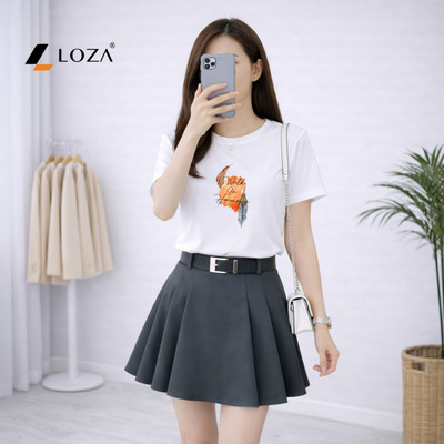 Áo phông nữ dáng vừa NA01 màu trắng chất thun cotton Loza G0452