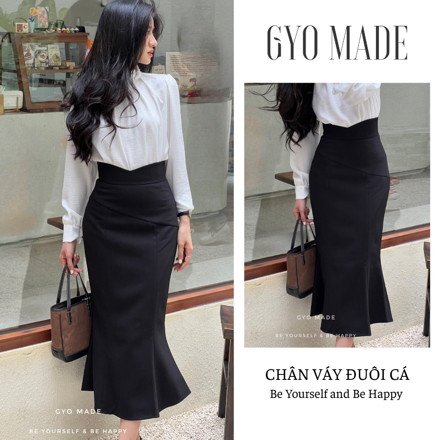 Chân váy đuôi cá GYOMADE® dáng dài phong cách Hàn Quốc, chất liệu bố Hàn may 2 lớp cao cấp | GV006