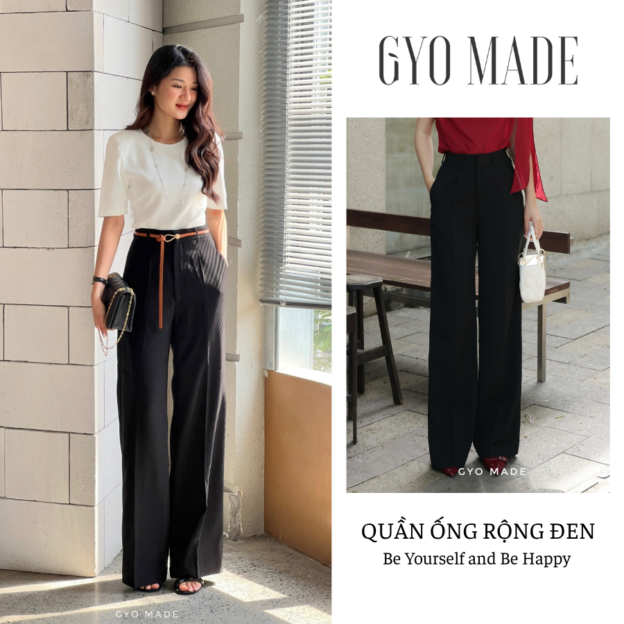Quần ống rộng nữ GYOMADE® chất Bố Hàn cao cấp thoáng mát, đứng form phong cách Hàn Quốc | GQ001B
