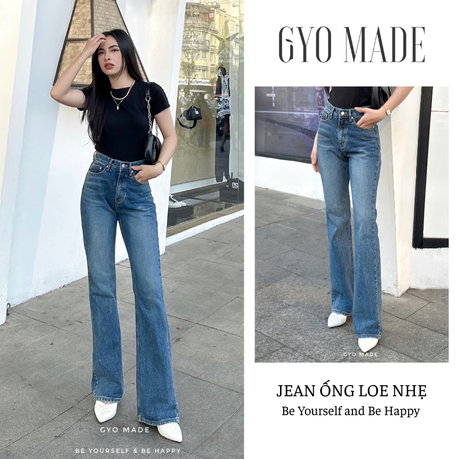 Quần Jean nữ ống loe GYOMADE® lưng cao tôn dáng, đứng form phong cách trẻ trung | GQ013B