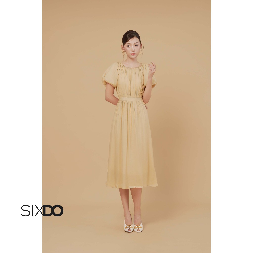 Đầm tơ xòe tay bồng SIXDO (Dark Beige Organza Flared Dress)
