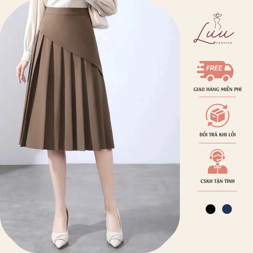 Chân váy  A xếp ly che bụng mỡ dài 65cm XCBXCB - Luu fashion
