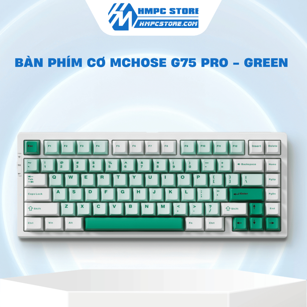[HÀNG CHÍNH HÃNG] Bàn phím cơ MCHOSE G75 Pro - Green - 3 Modes | Bảo hành 12 tháng