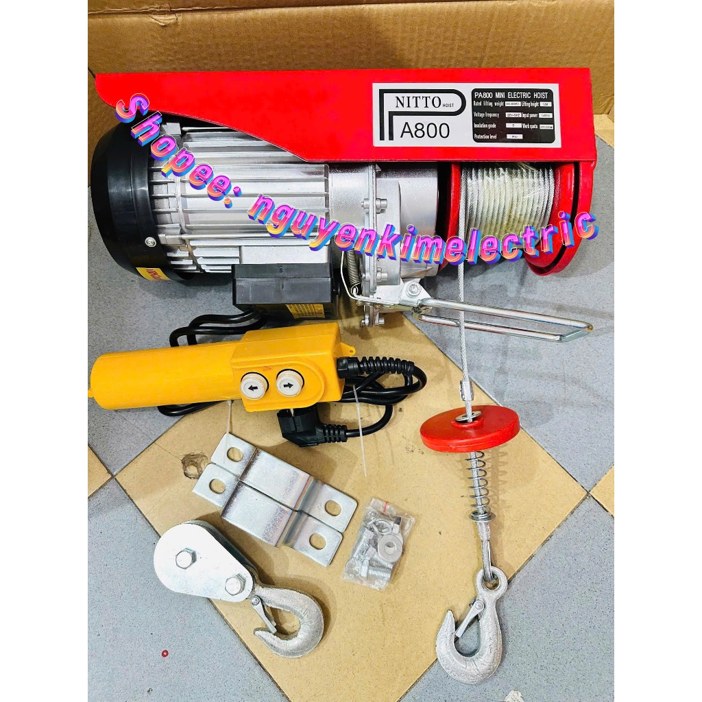 laptop- máy tời điện PA800-Pa lăng điện mini 400-800KG-12M.Ký hiệu:PA800, chiều dài dây cáp 12m- Tời