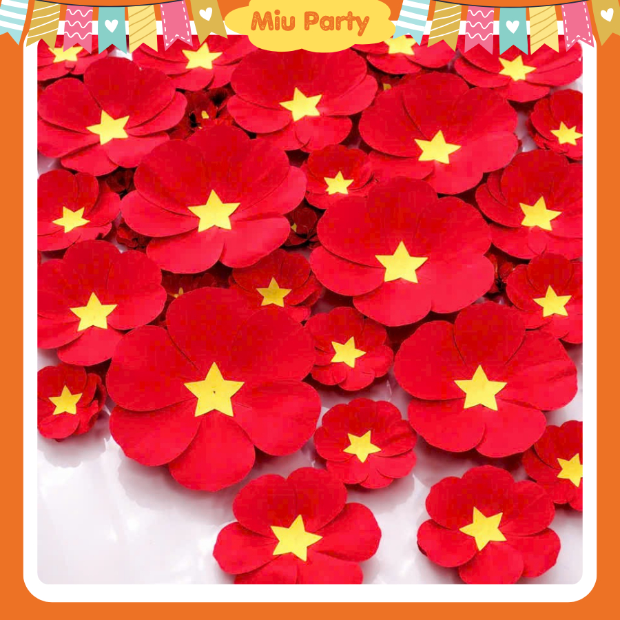 Set Trang Trí Hoa Vải Nỉ Và Quạt Giấy Sao Vàng - Miu Party