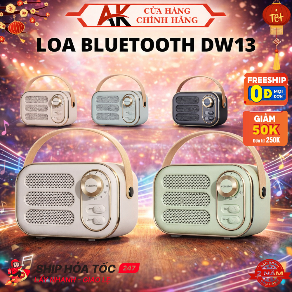 Loa Bluetooth Mini DW13 Vintage Retro, Kết Nối Bluetooth, Âm Thanh 3D, Phù Hợp Trang Trí Và Decor