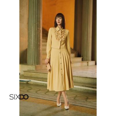 Áo vest nữ cổ hoa cách điệu SIXDO (Yellow 3D Flower Woven Vest)