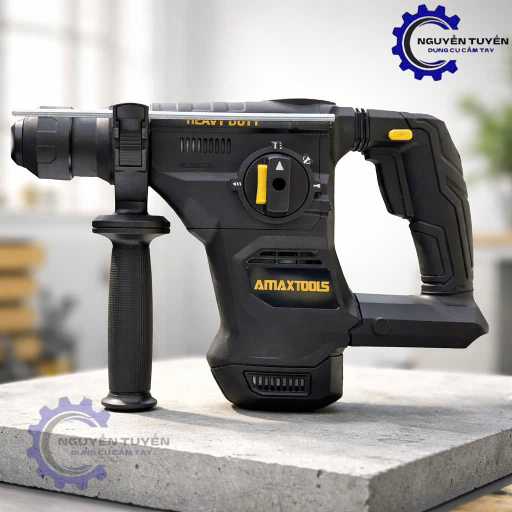 Máy khoan bê tông pin AMAX A3CN28SM – Lực đập 4J siêu mạnh, 3 chế độ chuyên dụng