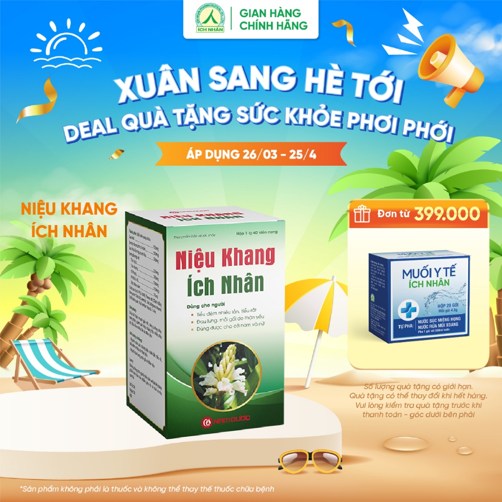 Niệu Khang Ích Nhân bổ thận, giảm triệu chứng tiểu nhiều, tiểu rát do thận yếu lọ 40 viên NKI