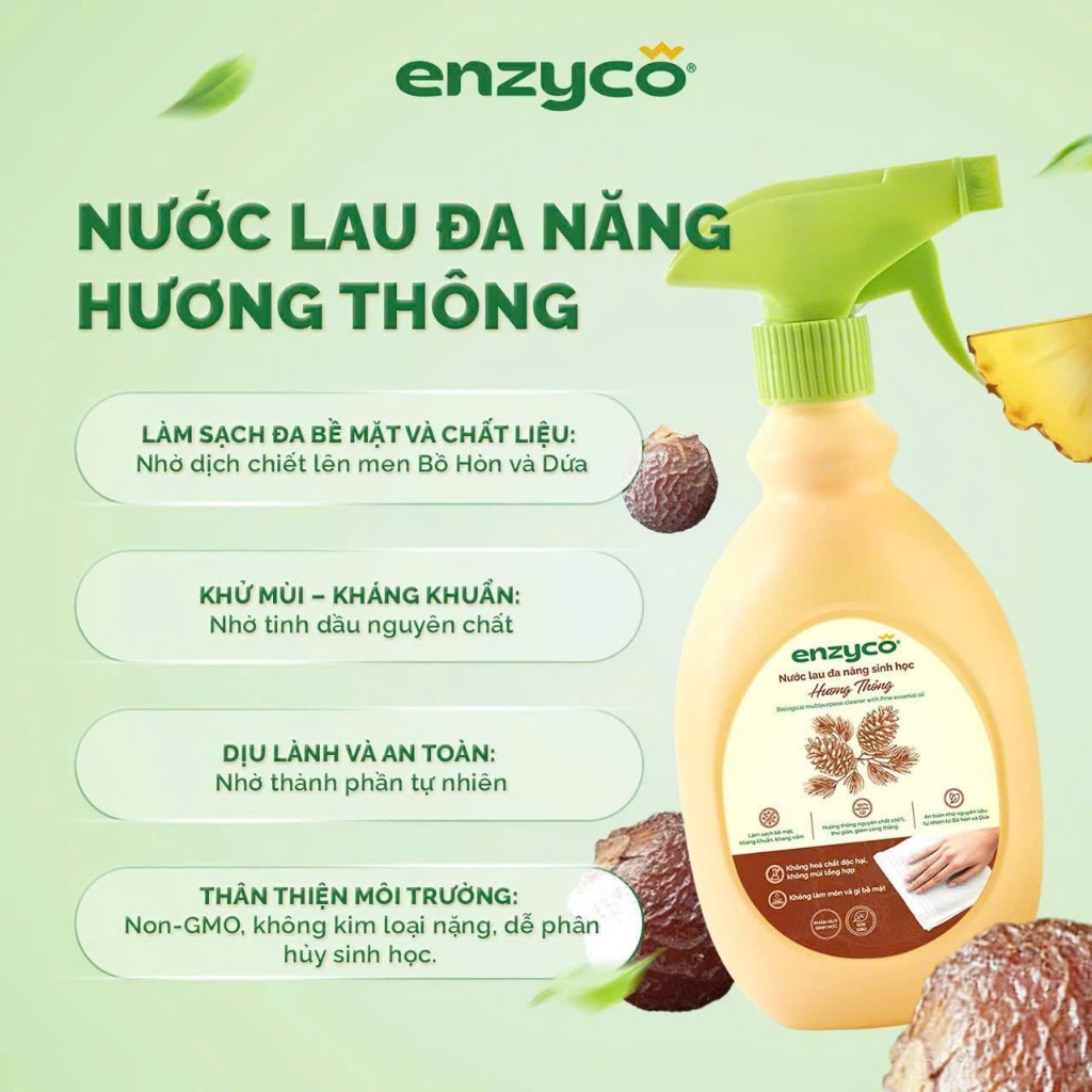 Nước lau đa năng  sinh học ENZYCO 475ml từ bồ hòn và dứa