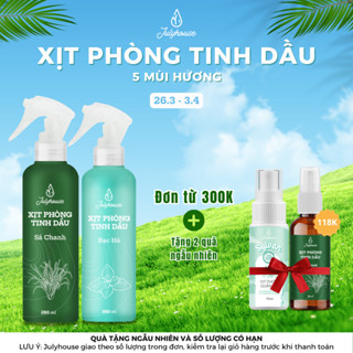 Bình xịt phòng Julyhouse 280ml tinh dầu sả chanh, bạc hà, quế, bạch đàn chanh, oải hương làm thơm không gian