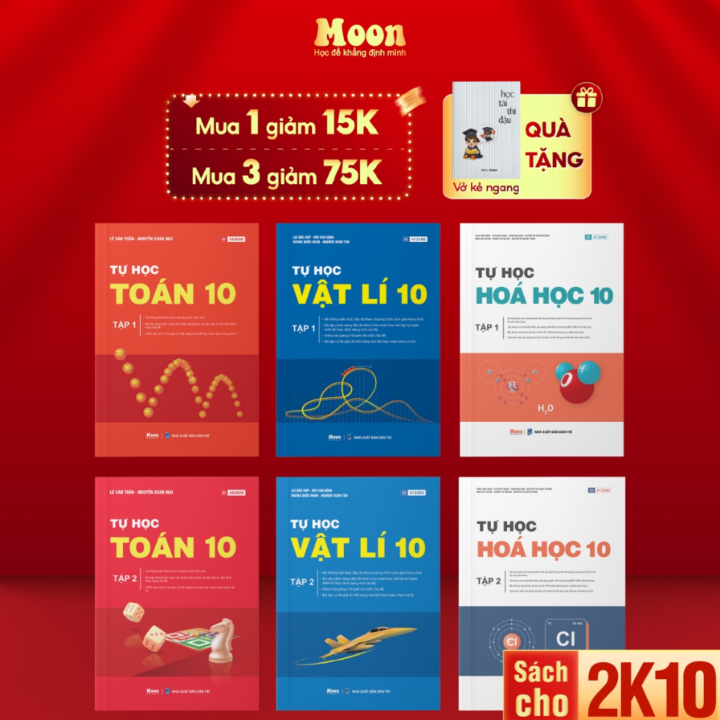 Sách lớp 10 chương trình mới Toán, lý, hoá, sinh, 3 bộ kết nối tri thức, chân trời sáng tạo, cánh di