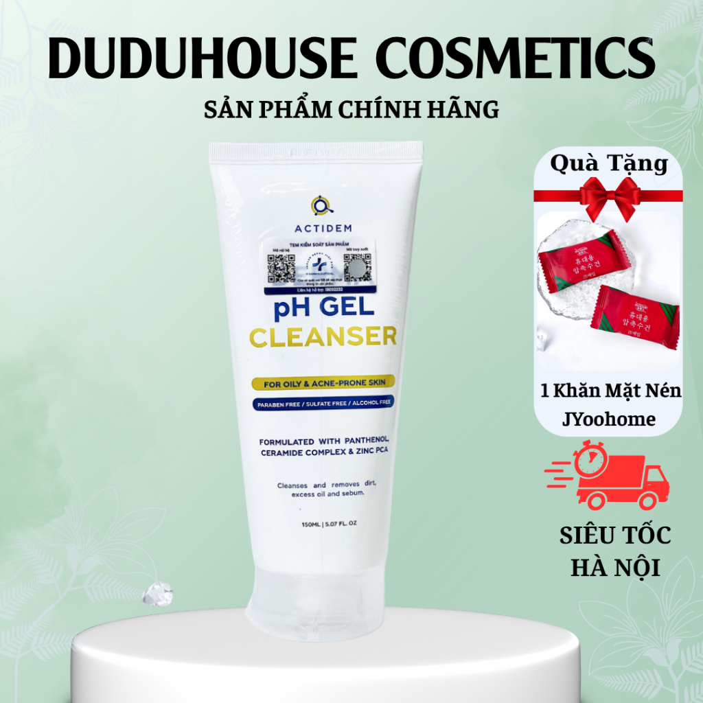 Gel Rửa Mặt Dành Cho Da Dầu Mụn Actidem Derma pH Gel Cleanser 150ml Duduhouse