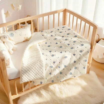 Combo Chăn & Ủ Đông Muslin Hạt Đậu Trần Bông Mềm Mịn Ấm Áp Panda Kids HT658 - HT660