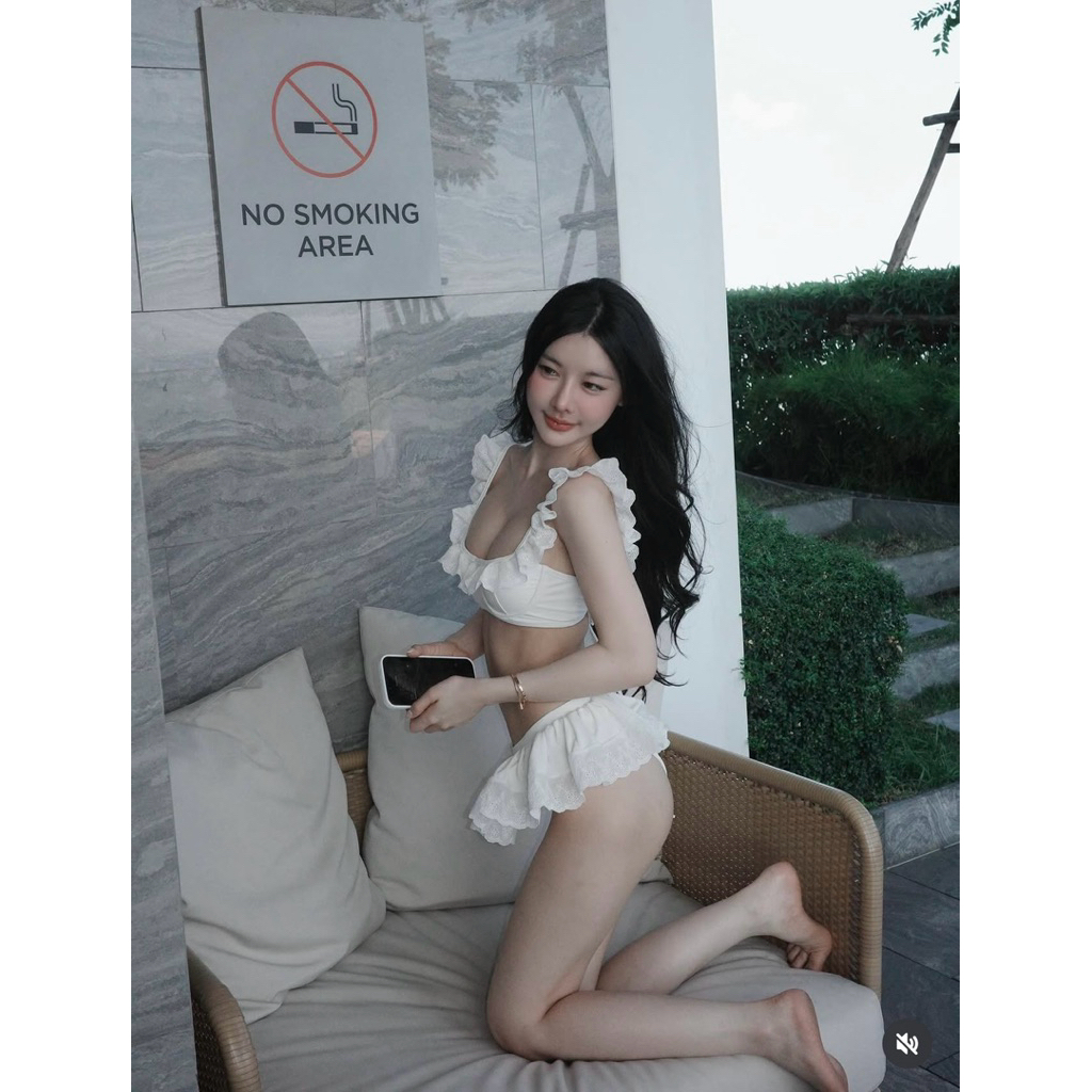 EMMA Bikini 2 Mảnh Gọng Cánh Tiên Phối Ren Nàng Thơ, Quần Váy Bèo Xoè | BigBuy360 - bigbuy360.vn