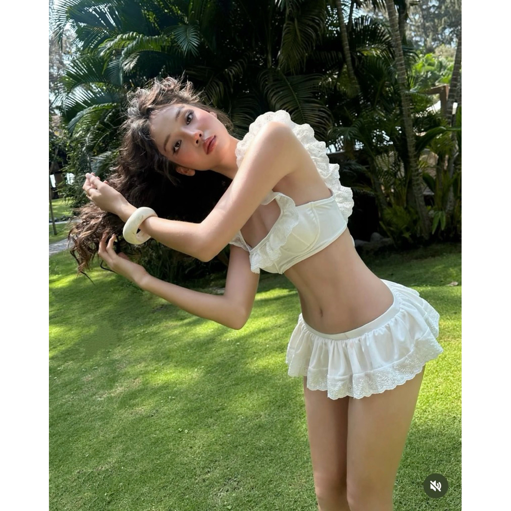 EMMA Bikini 2 Mảnh Gọng Cánh Tiên Phối Ren Nàng Thơ, Quần Váy Bèo Xoè | BigBuy360 - bigbuy360.vn