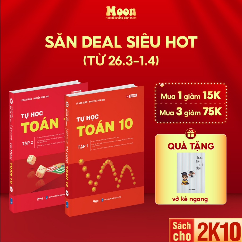Combo 2 Sách id tự học Toán học lớp 10 chuẩn chương trình sgk mới moonbook