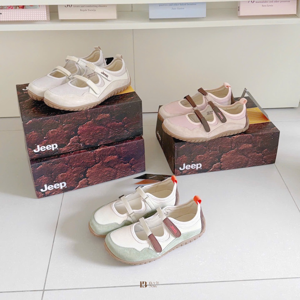 [HÀNG CHÍNH HÃNG - CÓ SẴN] Giày Jeep Mary Jane Quai Dán Đế Bệt 2,5cm Giày Búp Bê Dành Cho Nữ
