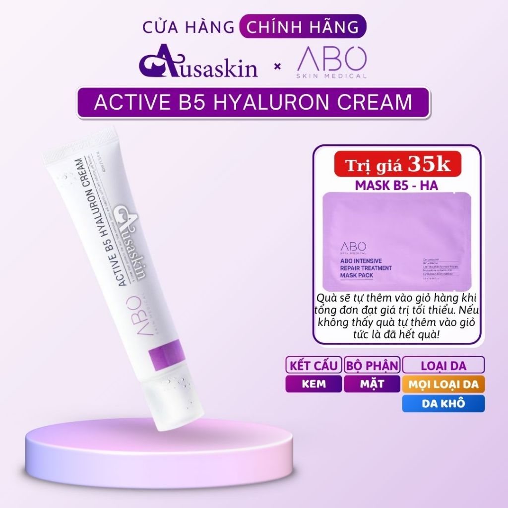 Kem Dưỡng Ẩm B5 HA ABO 40ml Cấp Ẩm, Phục Hồi Và Làm Dịu Da - Vitamin B5 Và HA - Active B5 Hyaluron C