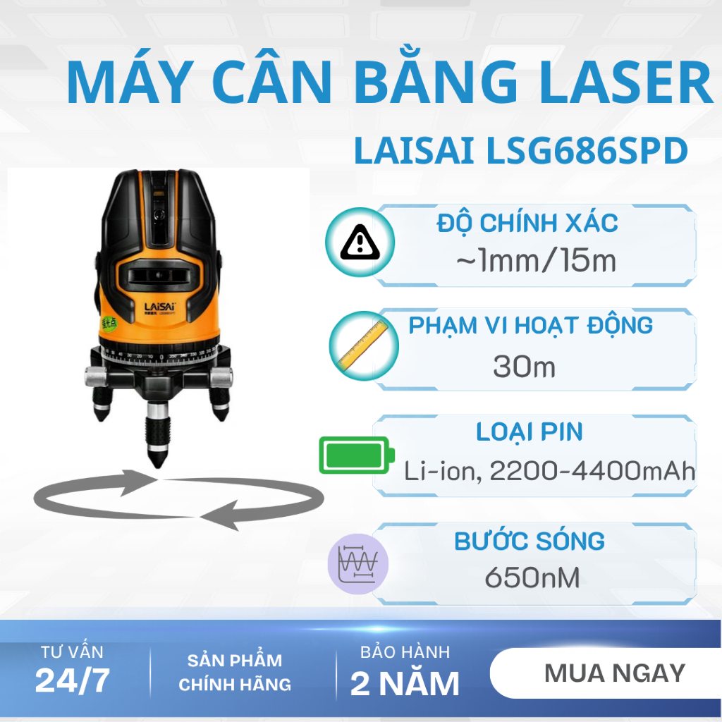Máy Cân Bằng Laser Laisai LSG686SPD 5 Tia Xanh