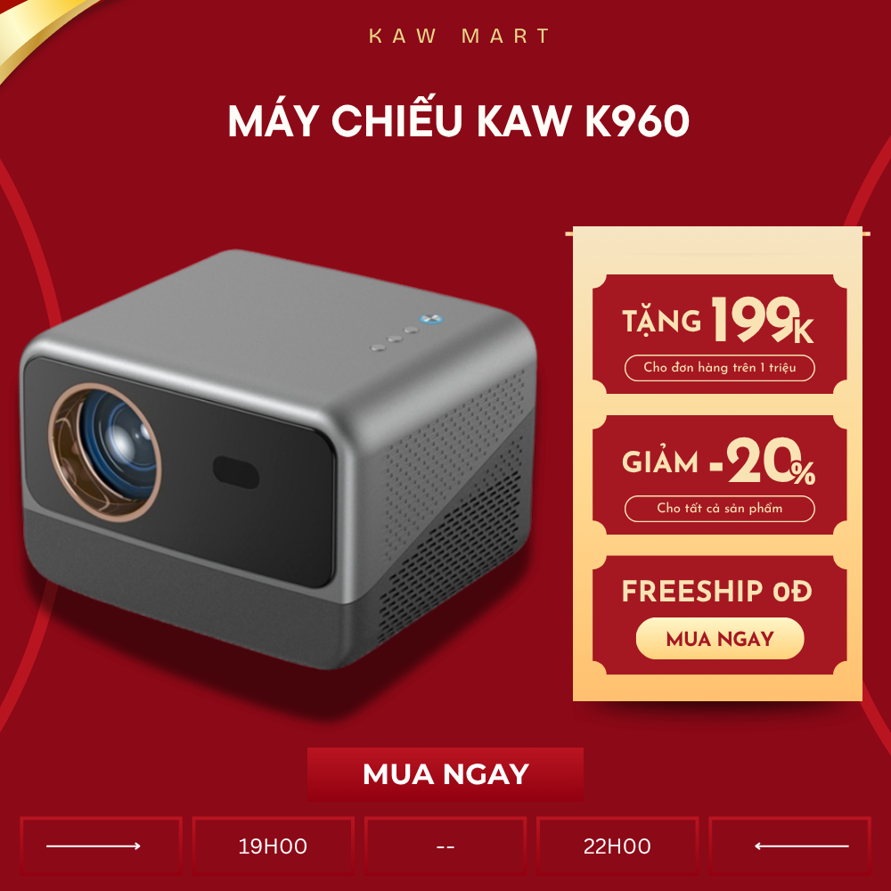 Máy Chiếu KAW KP960 Chính Hãng Full HD 1080P, Hỗ Trợ 4K, Kết Nối Wifi Bluetooth, BH 12 Tháng